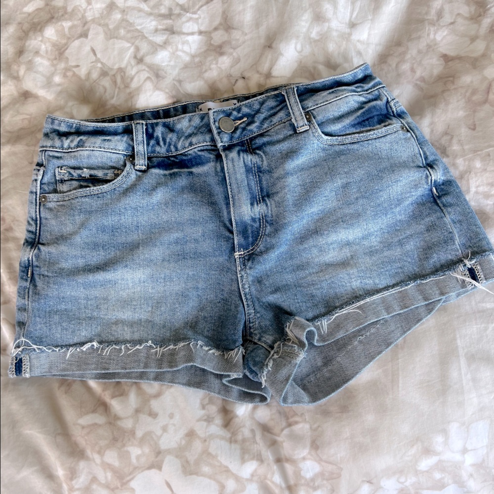 PAIGE Vintage Jimmy Jimmy Cutoff High‎ Waisted Denim Shorts, Size 28 - Picture 2 of 7